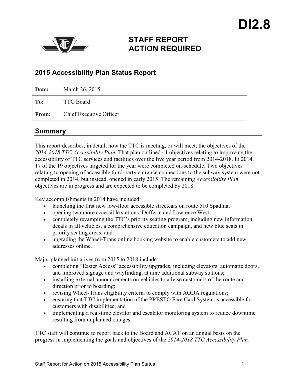 2015 Accessibility Plan Status Report