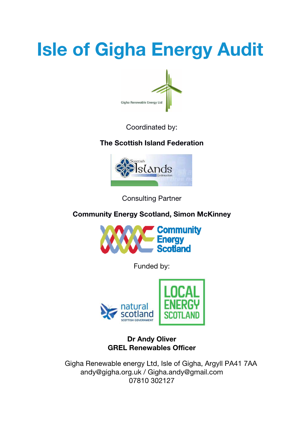 Isle of Gigha Energy Audit