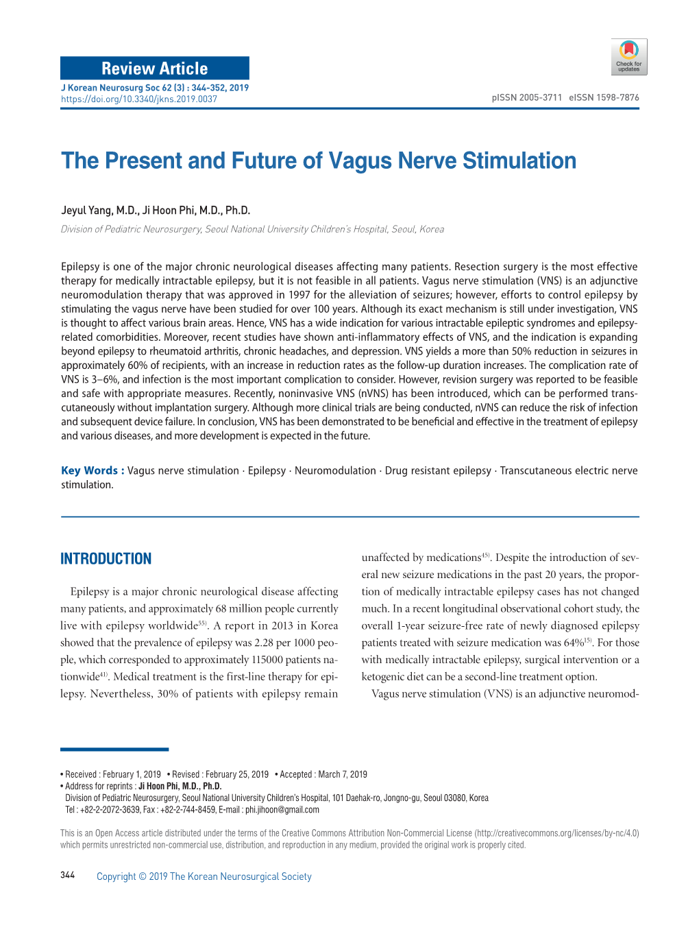 The Present and Future of Vagus Nerve Stimulation