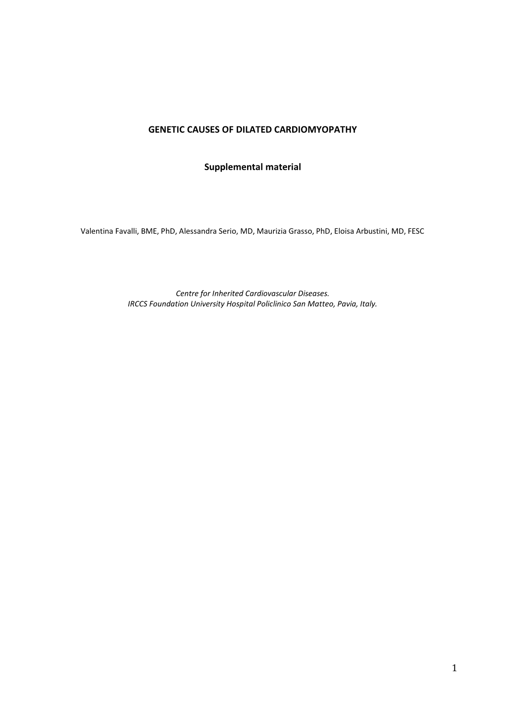 1 GENETIC CAUSES of DILATED CARDIOMYOPATHY Supplemental