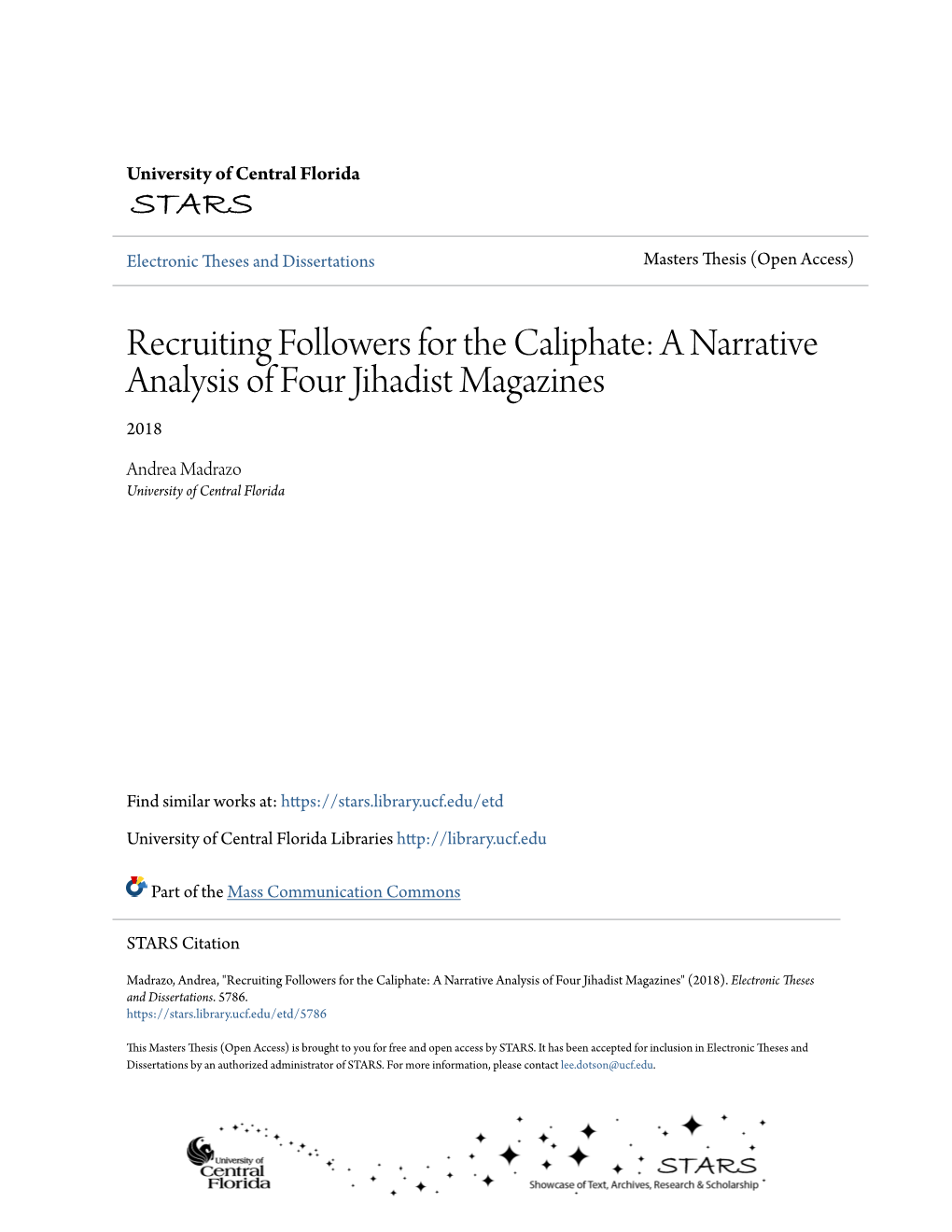 Recruiting Followers for the Caliphate: a Narrative Analysis of Four Jihadist Magazines 2018