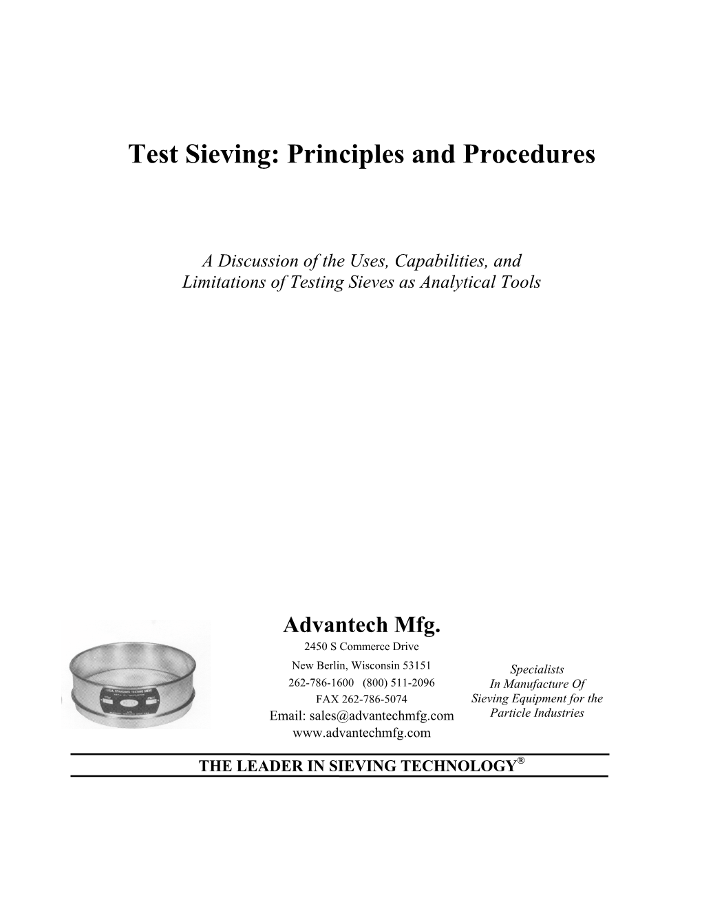 Test Sieving: Principles and Procedures