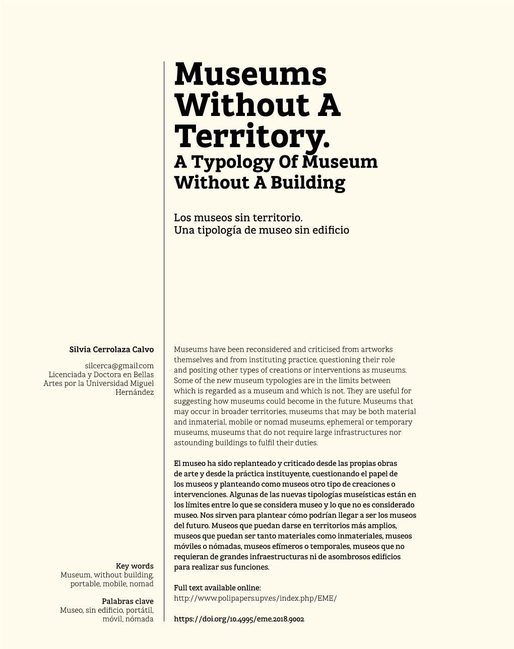 Museums Without a Territory. a Typology of Museum Without a Building
