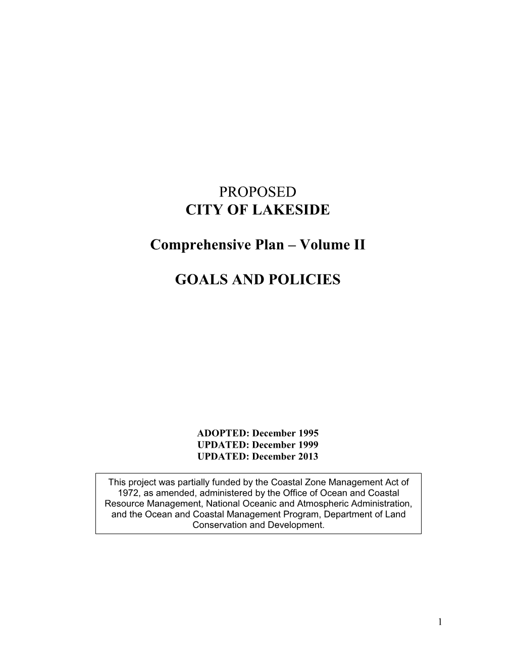 Comprehensive Plan – Volume II