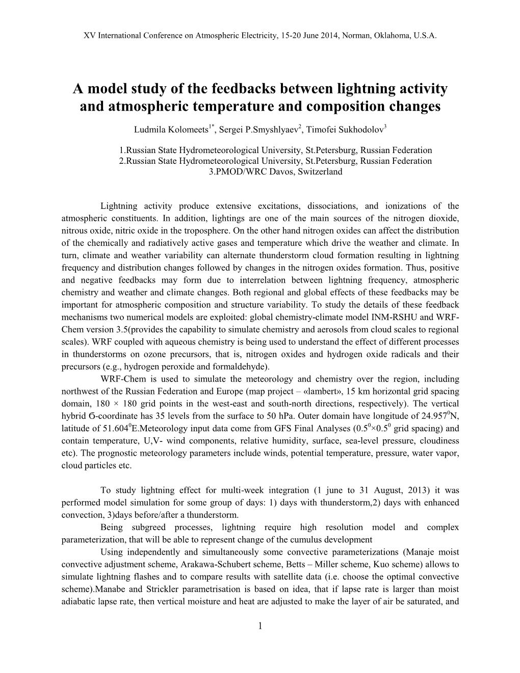 A Model Study of the Feedbacks Between Lightning Activity and Atmospheric Temperature and Composition Changes