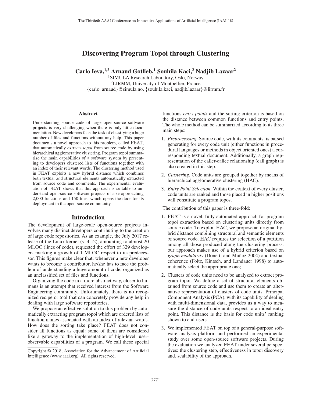 Discovering Program Topoi Through Clustering