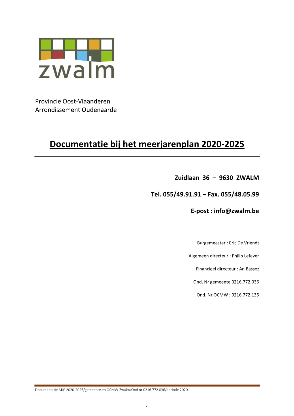 Documentatie Bij Het Meerjarenplan 2020-2025