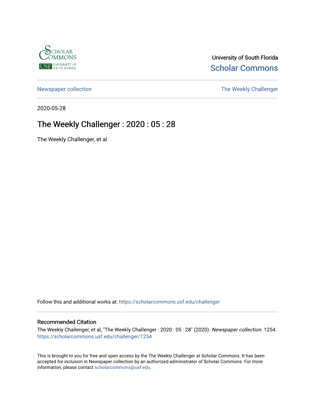 The Weekly Challenger : 2020 : 05 : 28
