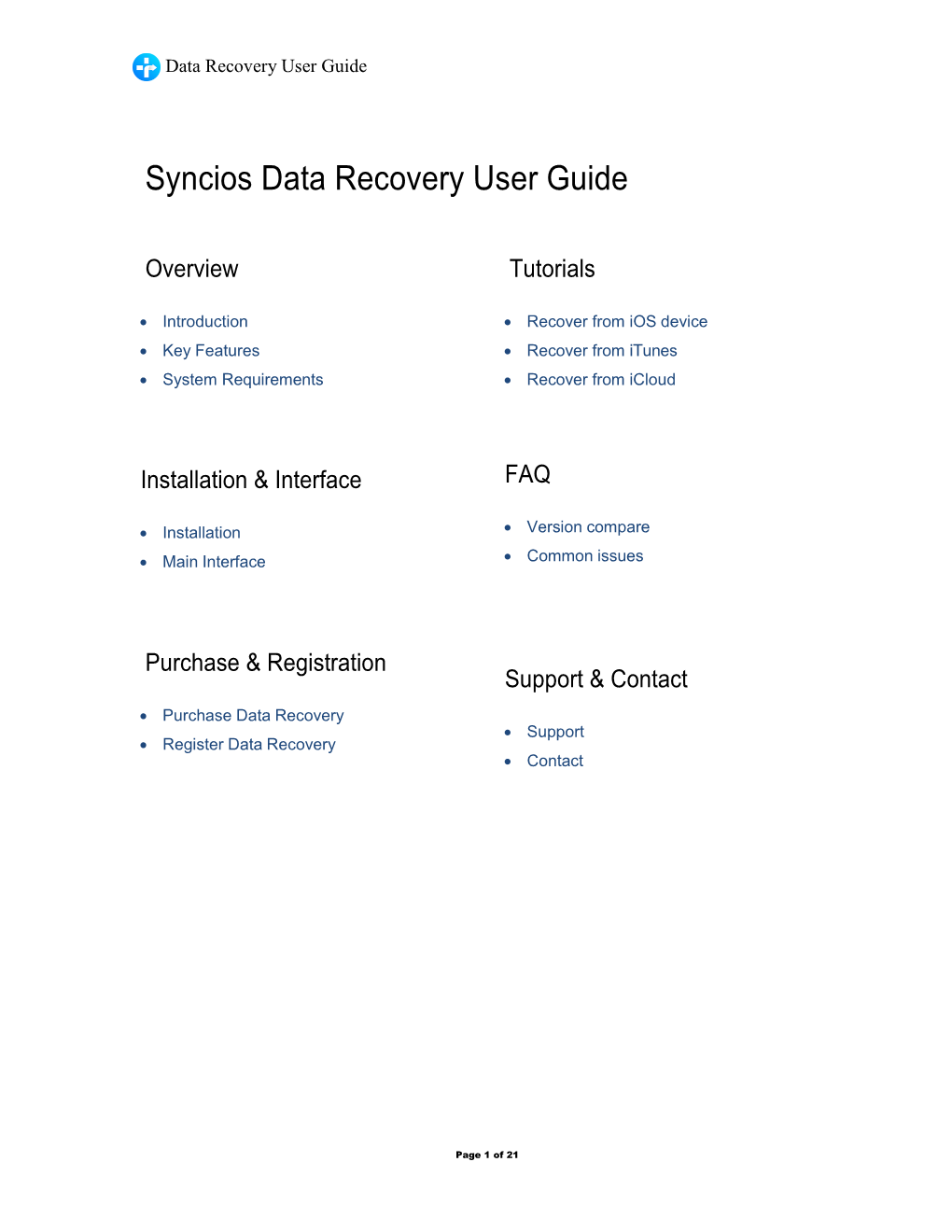 Syncios Data Recovery PDF Manual