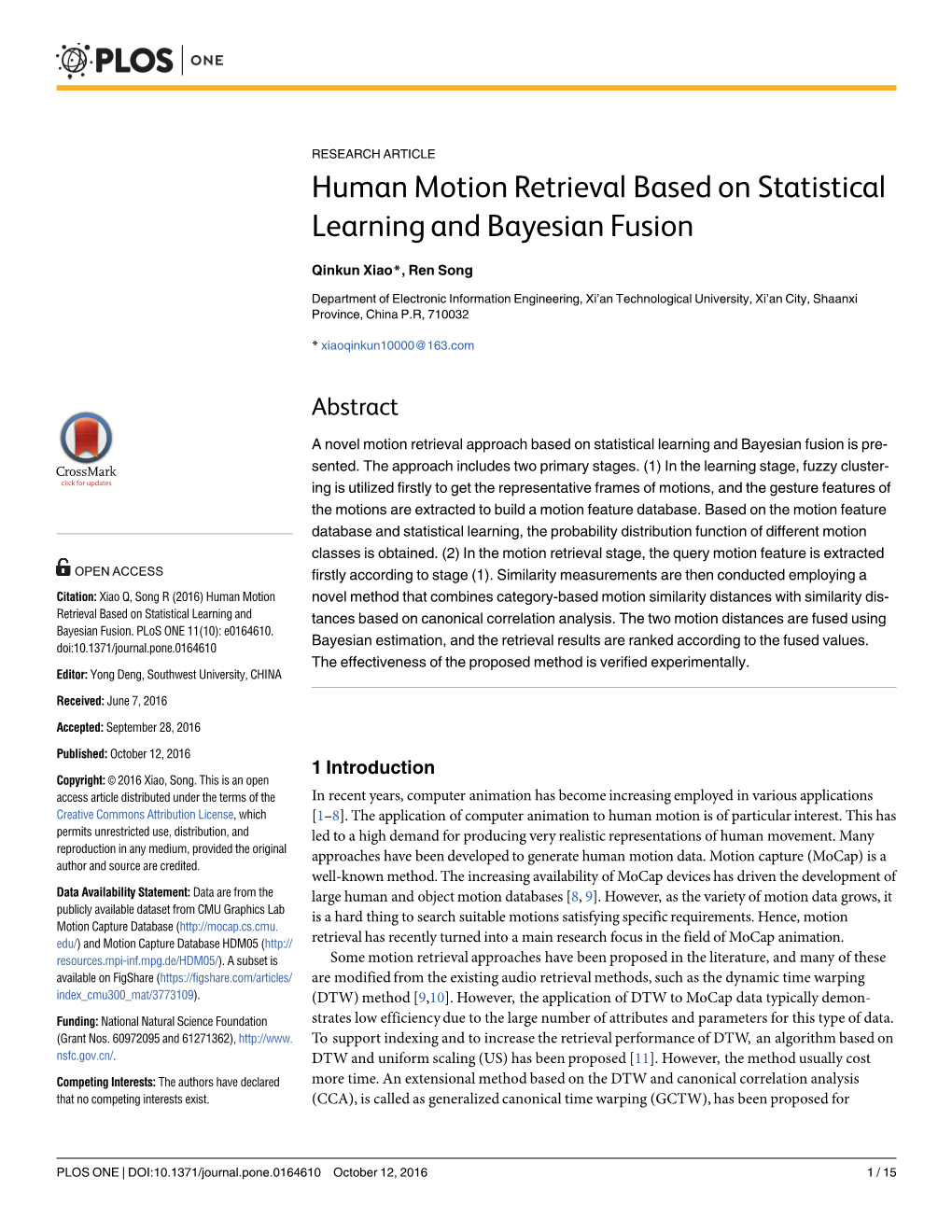 Human Motion Retrieval Based on Statistical Learning and Bayesian Fusion
