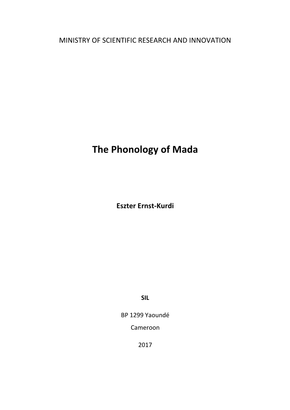 The Phonology of Mada