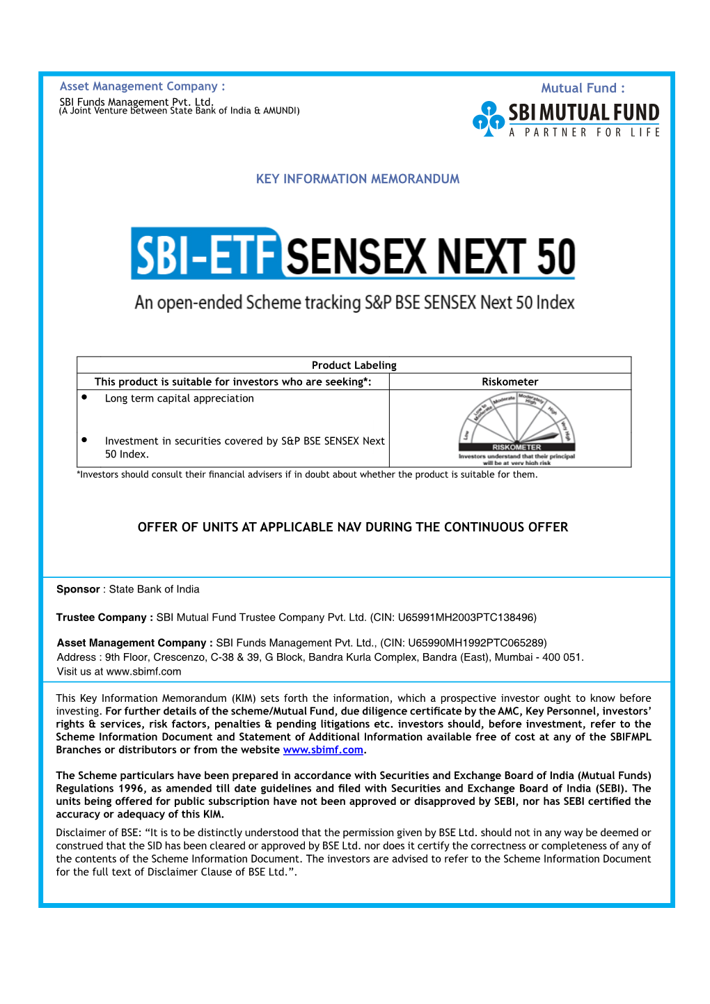 SBI ETF Sensex Next 50