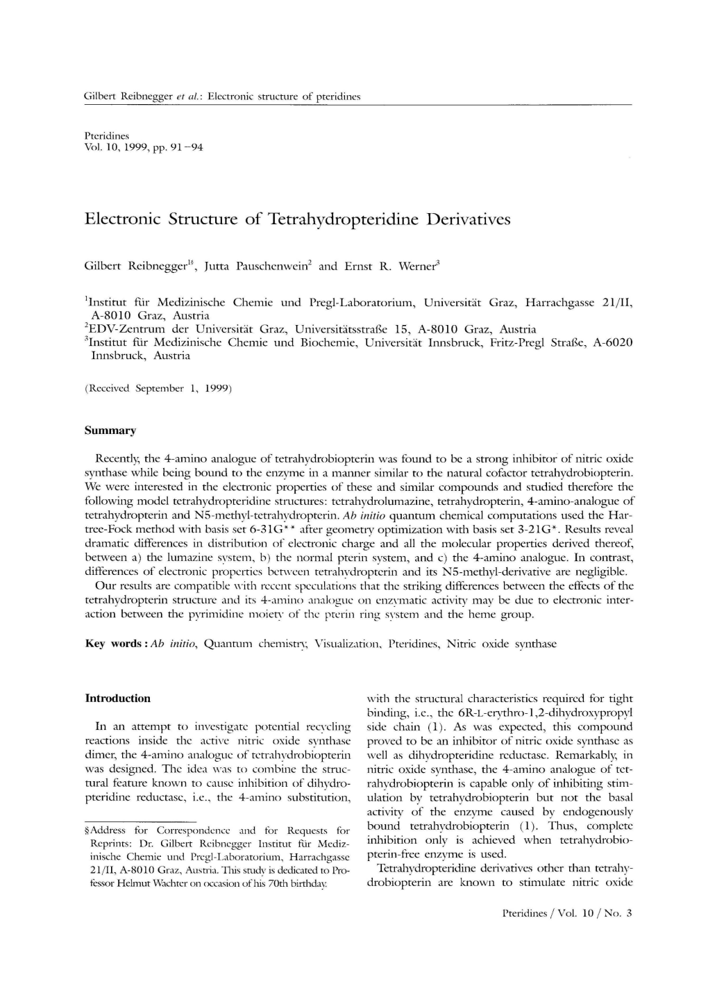 Electronic Structure of Tetrahydropteridine Derivatives