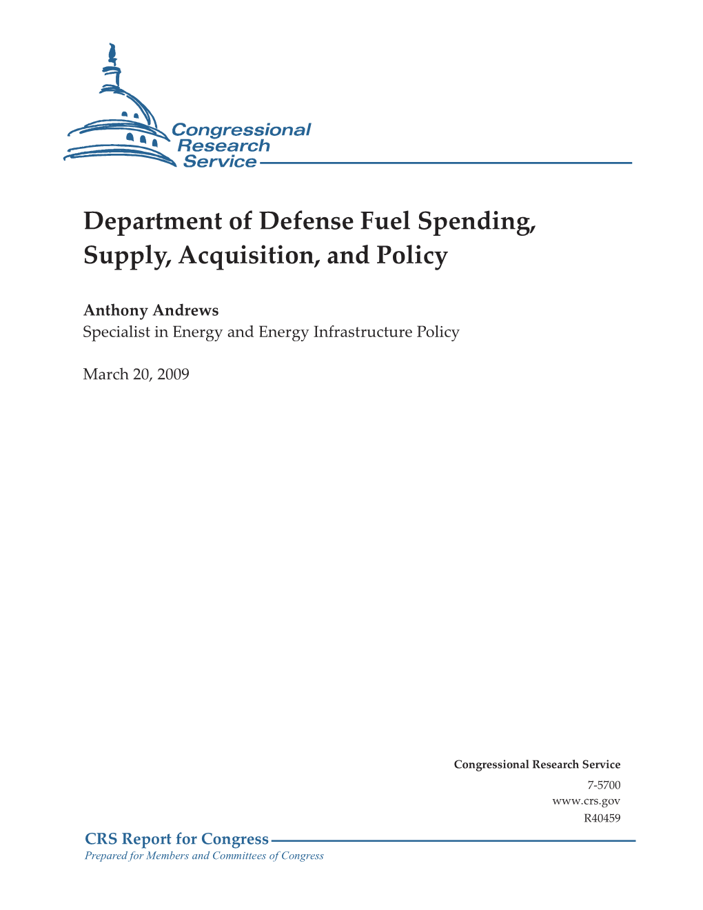Department of Defense Fuel Spending, Supply, Acquisition, and Policy