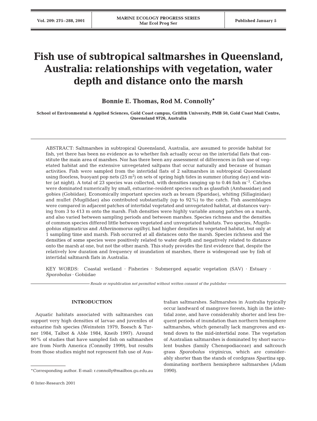 Fish Use of Subtropical Saltmarshes in Queensland, Australia: Relationships with Vegetation, Water Depth and Distance Onto the Marsh