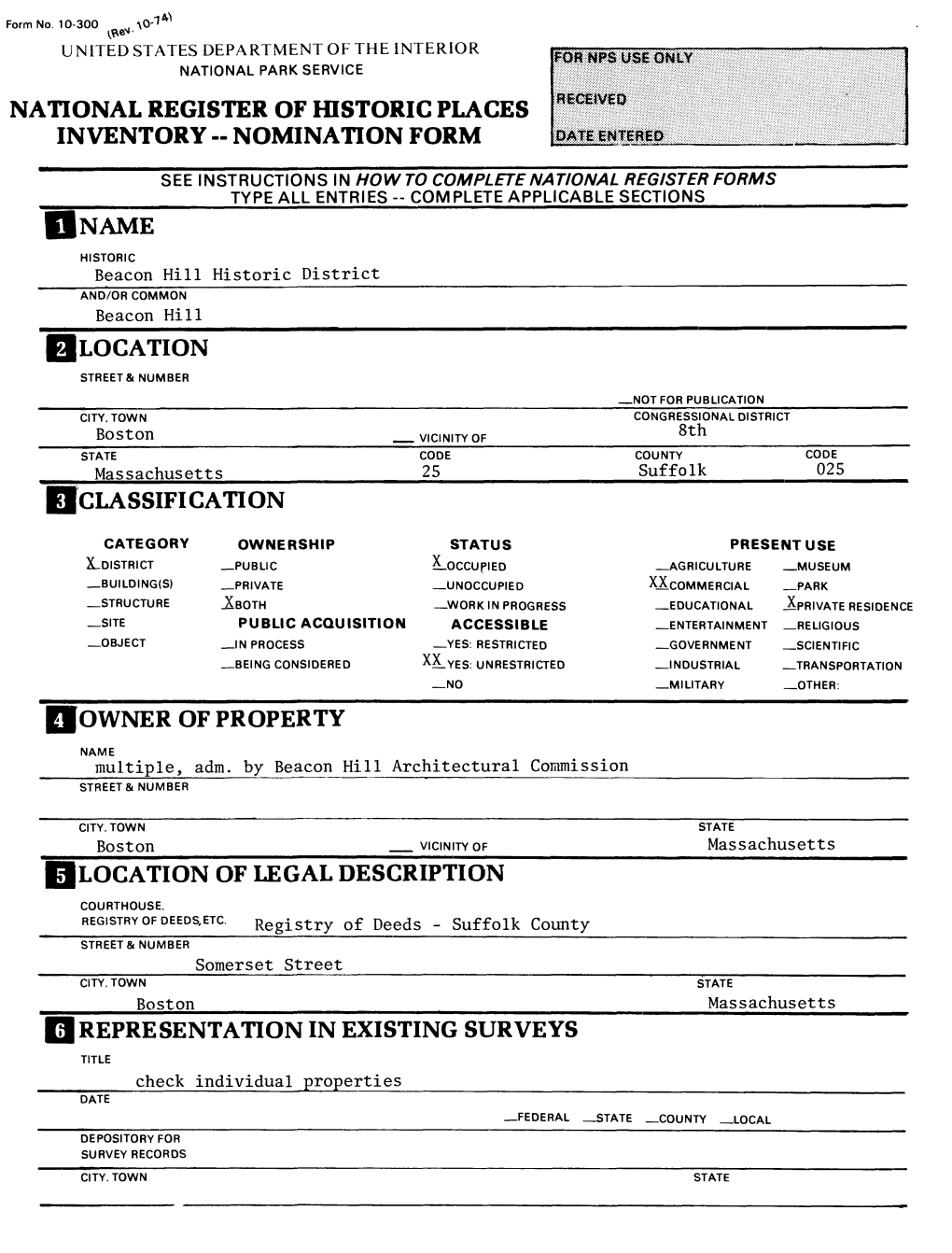 National Register of Historic Places Inventory « Nomination Form