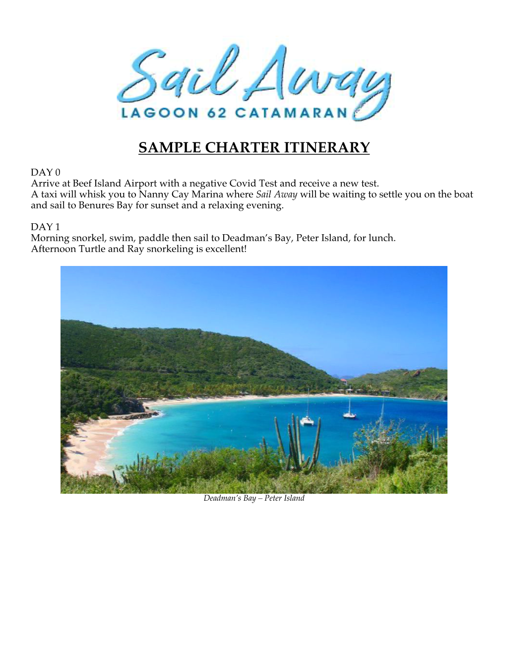 Sample Charter Itinerary