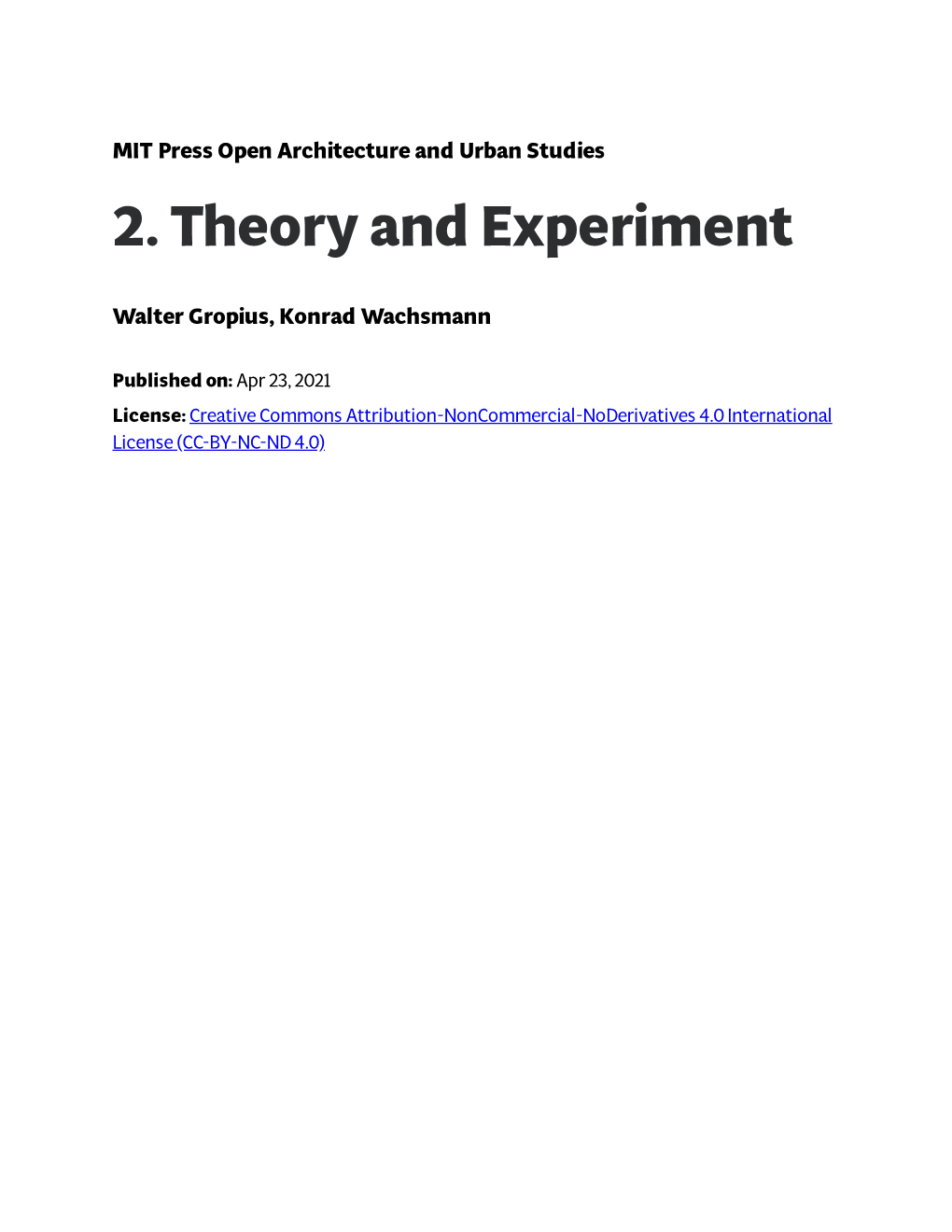 2. Theory and Experiment