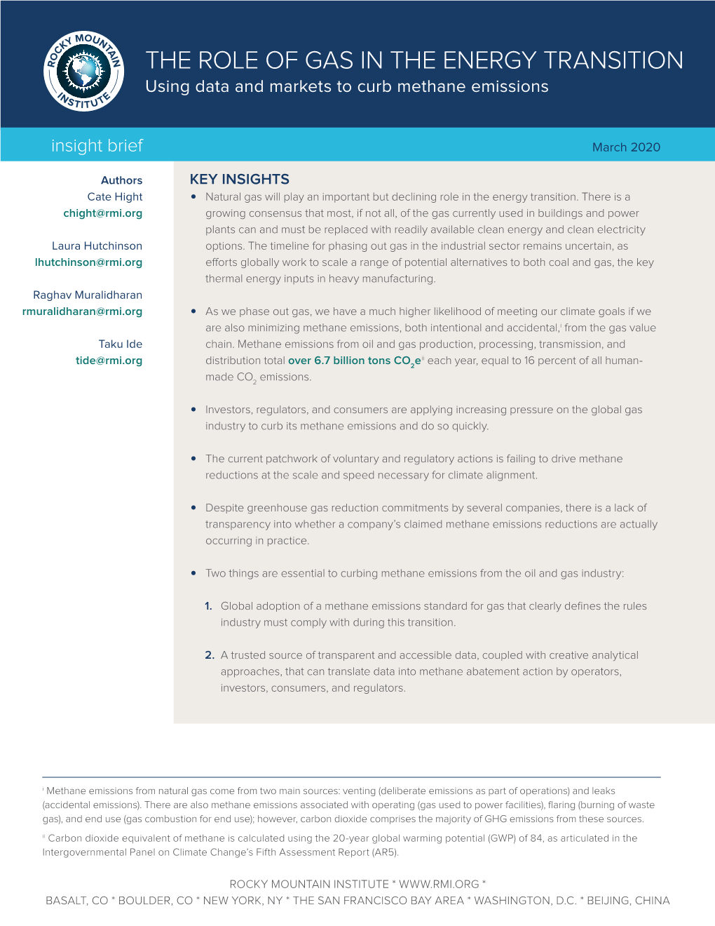 The Role of Gas in the Energy Transition