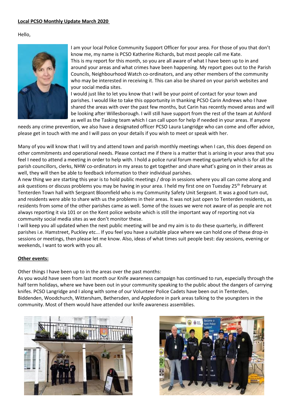 Local PCSO Monthly Update March 2020 Hello, I Am Your Local Police