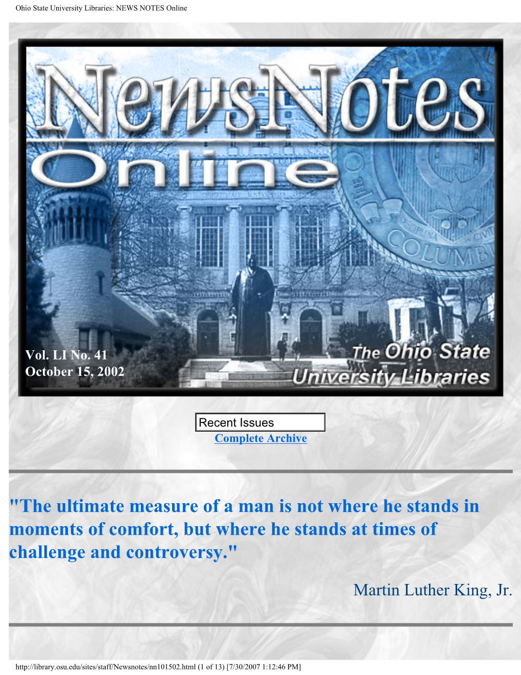 Ohio State University Libraries: NEWS NOTES Online