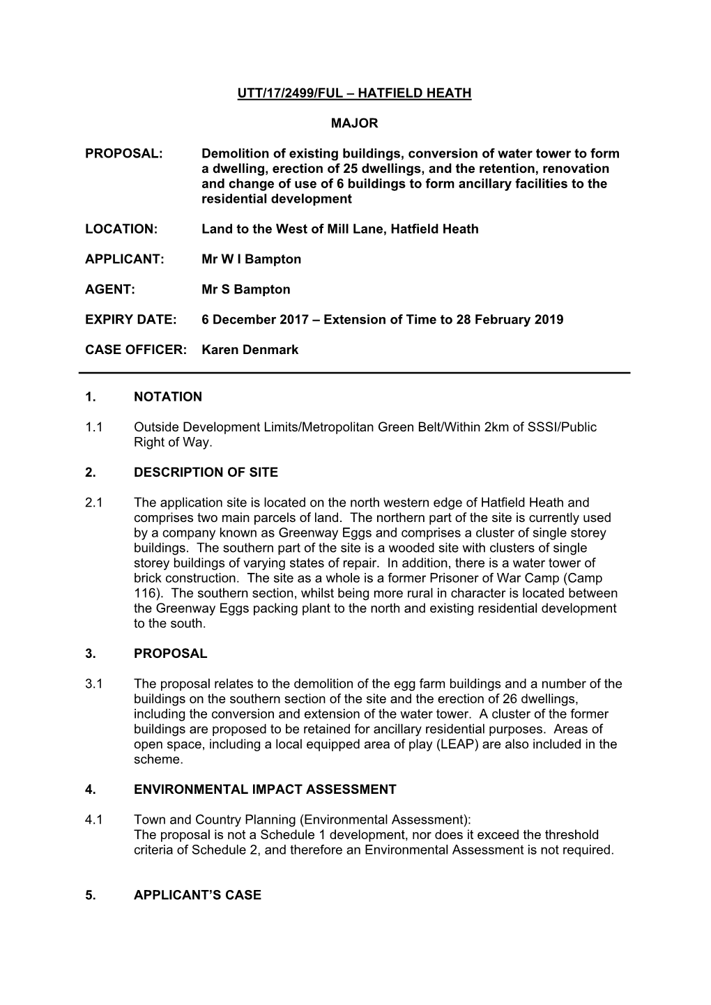 Utt/17/2499/Ful – Hatfield Heath Major Proposal