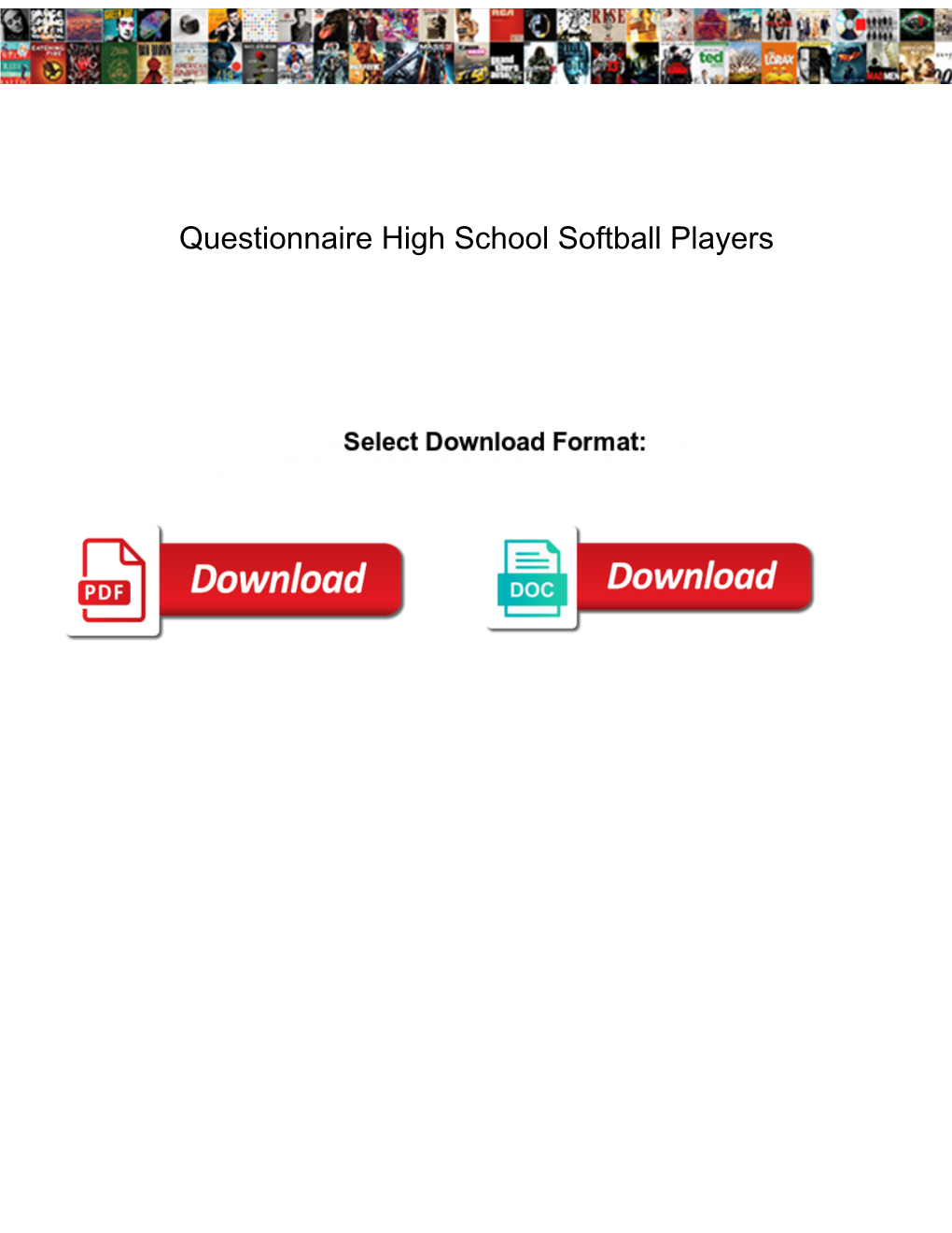 Questionnaire High School Softball Players