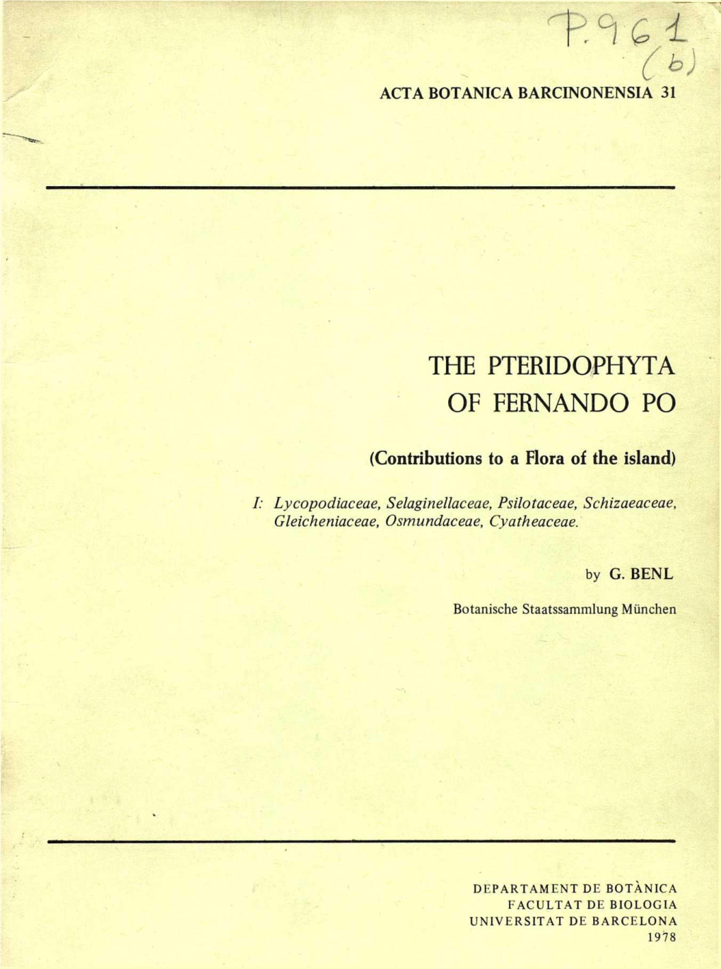 The Pteridophyta of Fernando Po