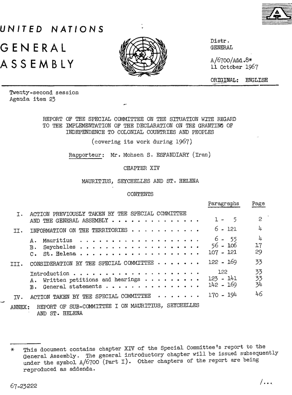 General Assembly .•••• • •• 1 - 5 2 11