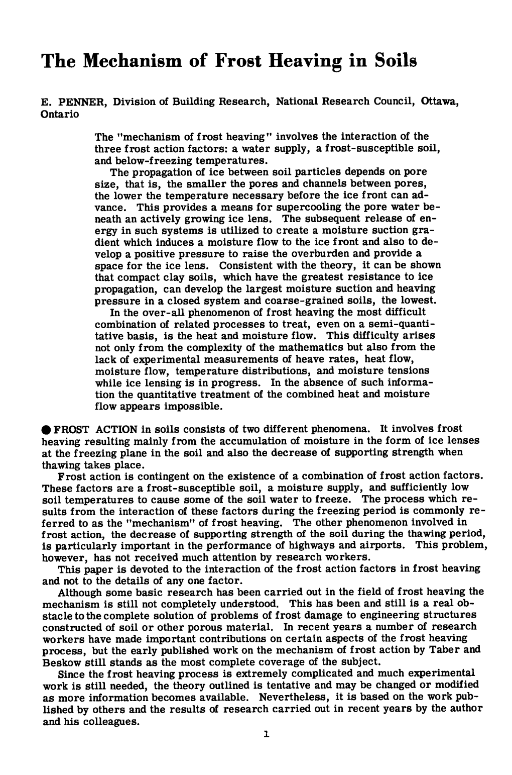 The Mechanism of Frost Heaving in Soils