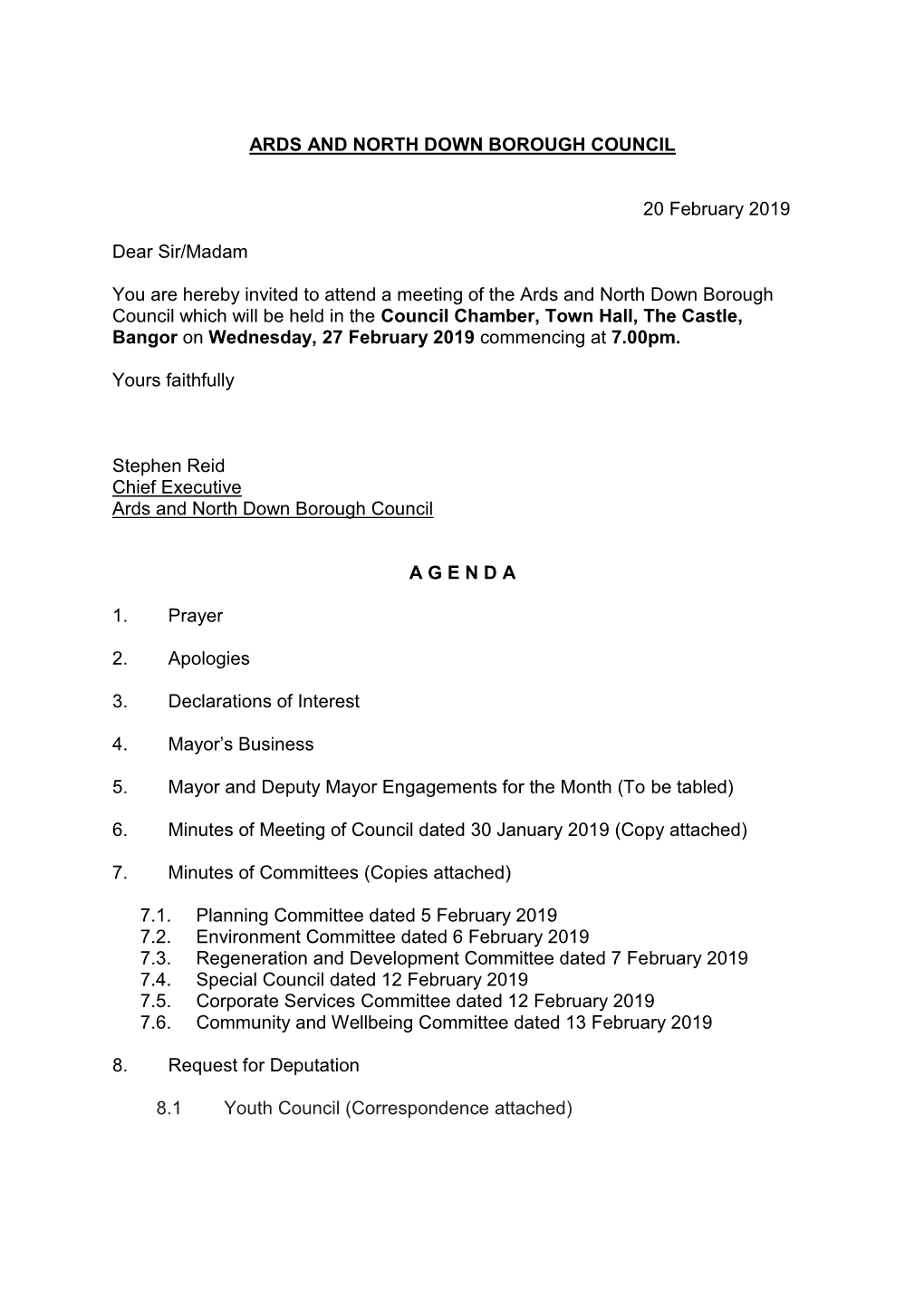 ARDS and NORTH DOWN BOROUGH COUNCIL 20 February