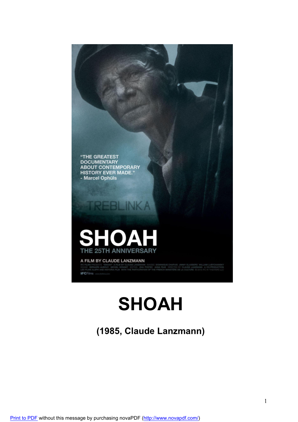 SHOAH (1985, Claude Lanzmann)