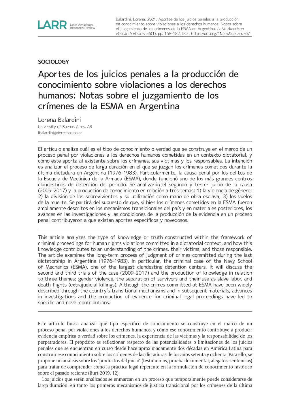 Aportes De Los Juicios Penales a La Producción De Conocimiento Sobre