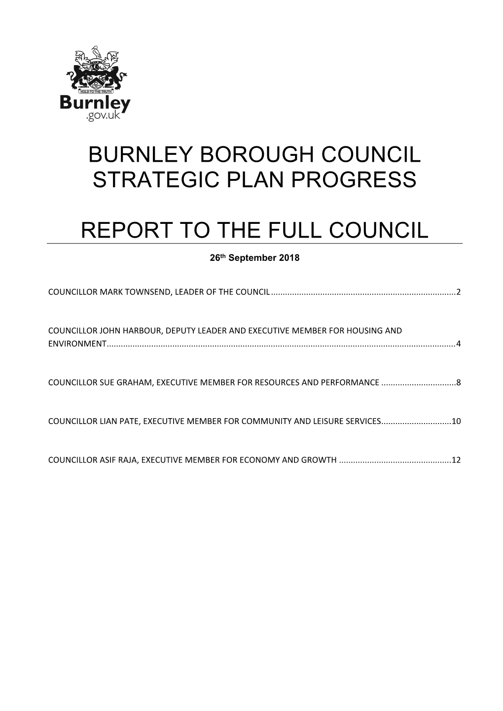 Strategic Plan Progress Report to Full Council