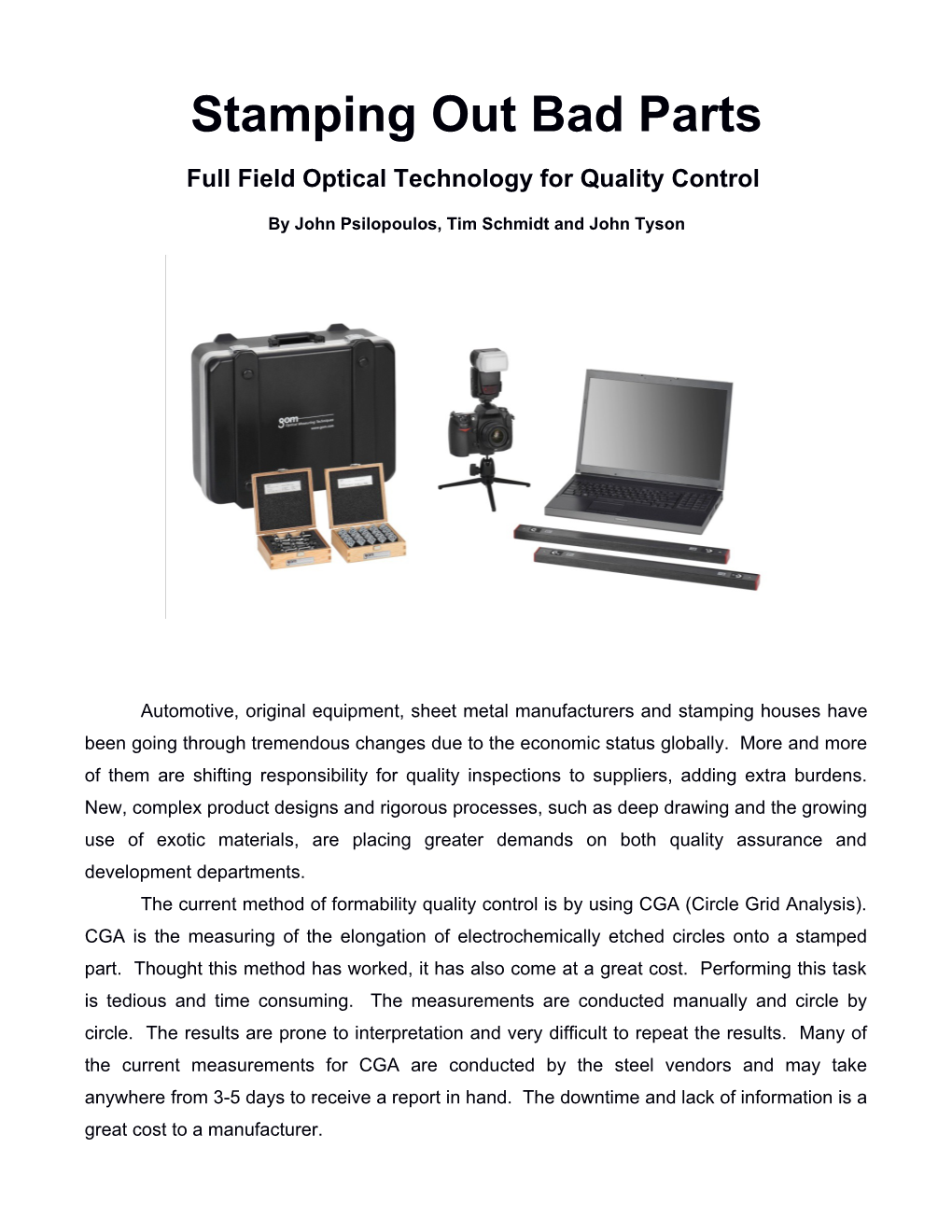 Full Field Optical Technology for Quality Control