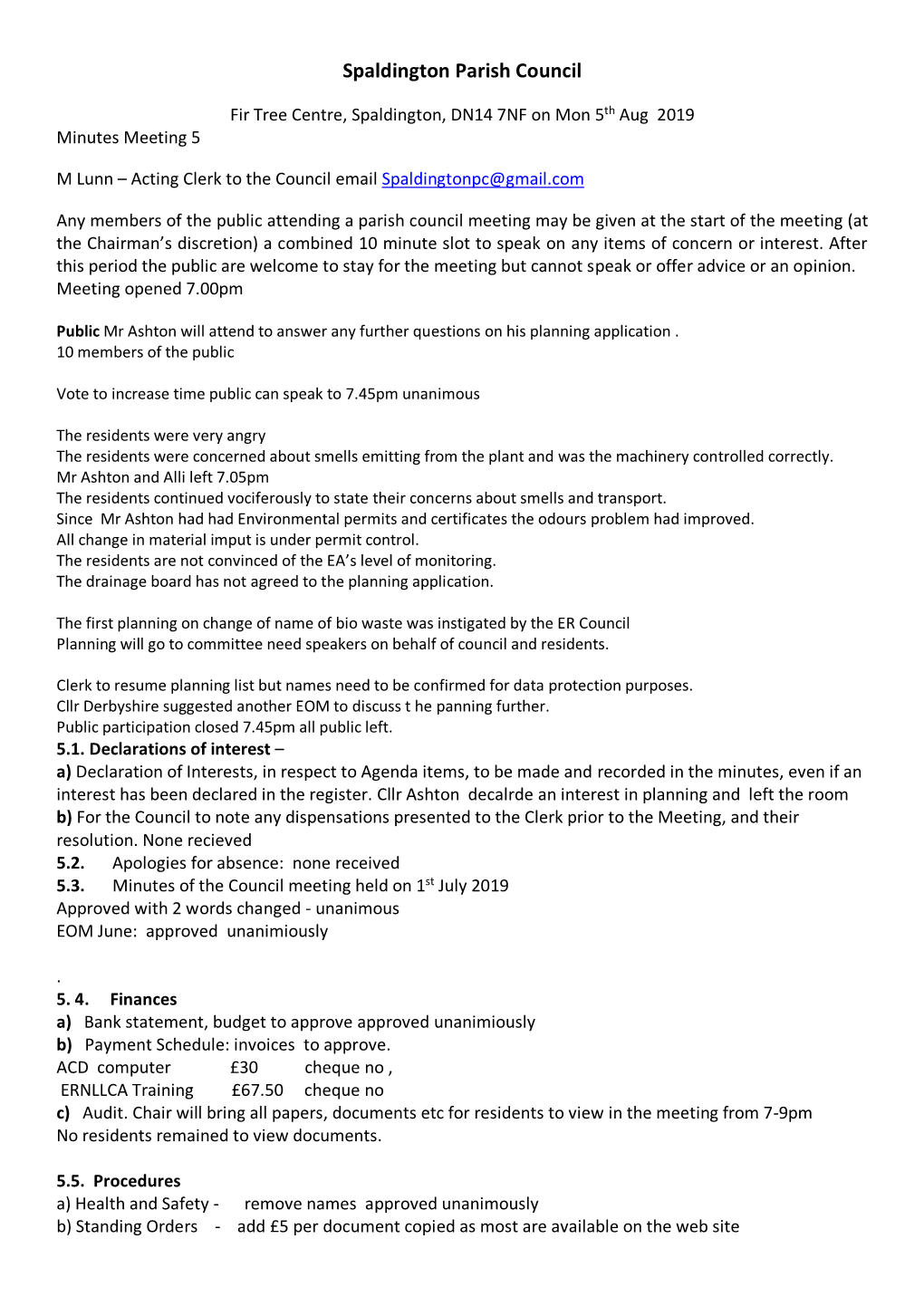 Spaldington Parish Council