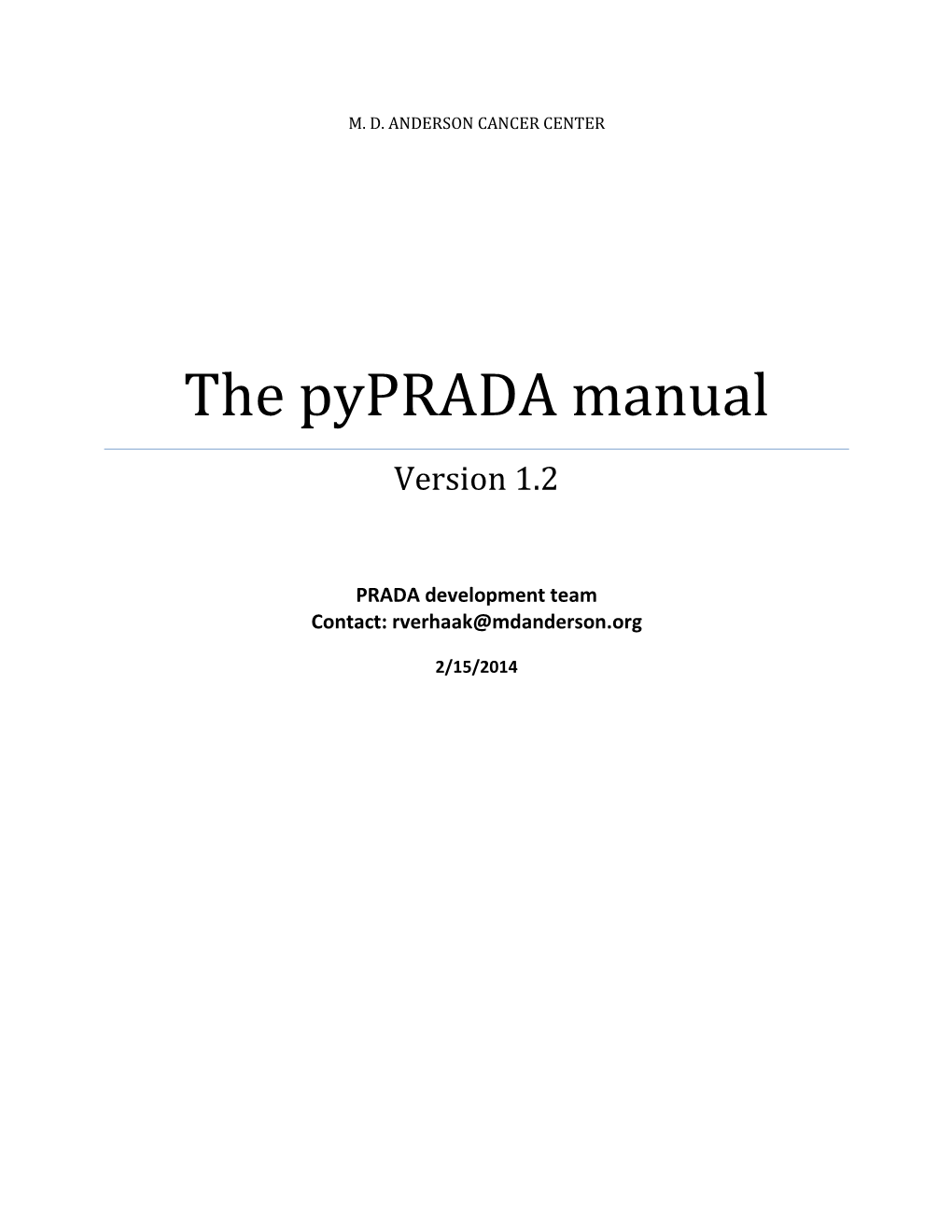 The Pyprada Manual Version 1.2