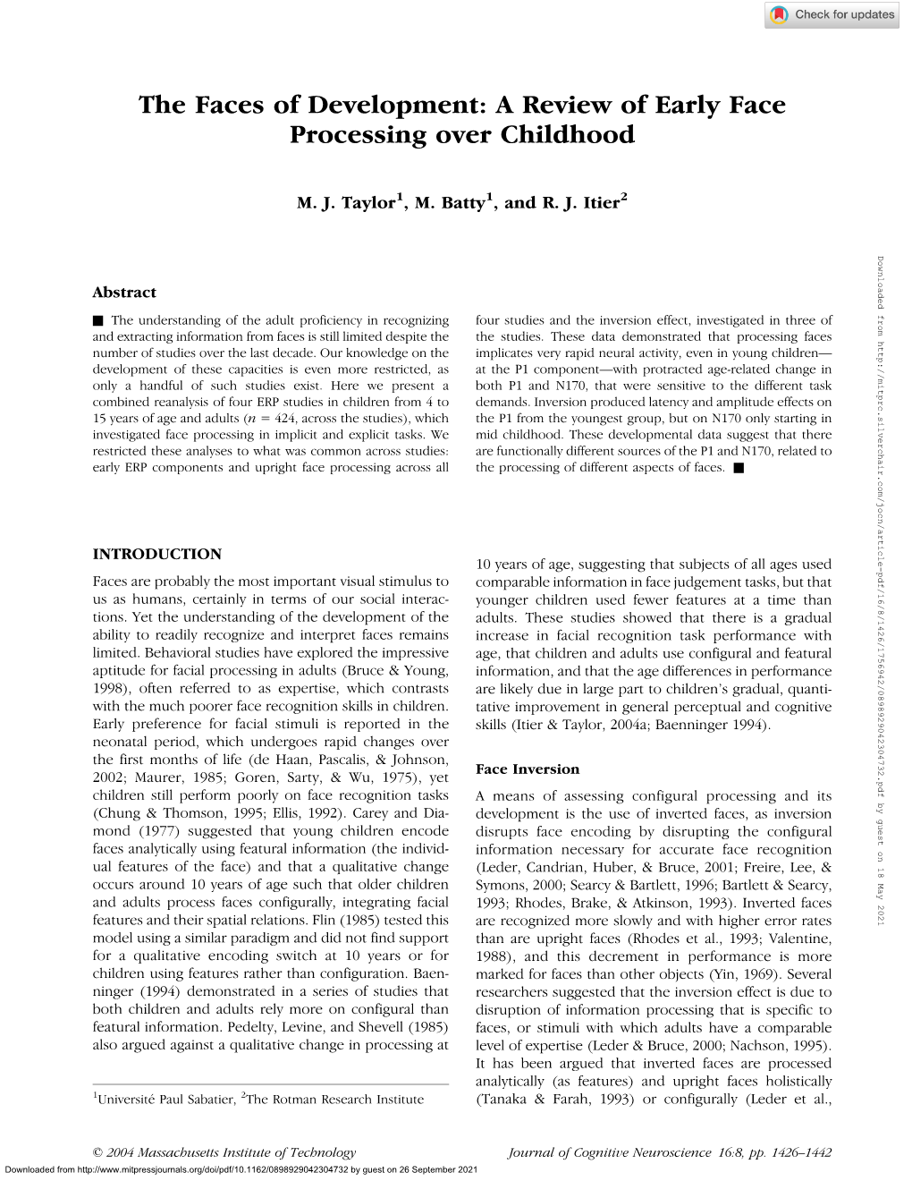 The Faces of Development: a Review of Early Face Processing Over Childhood