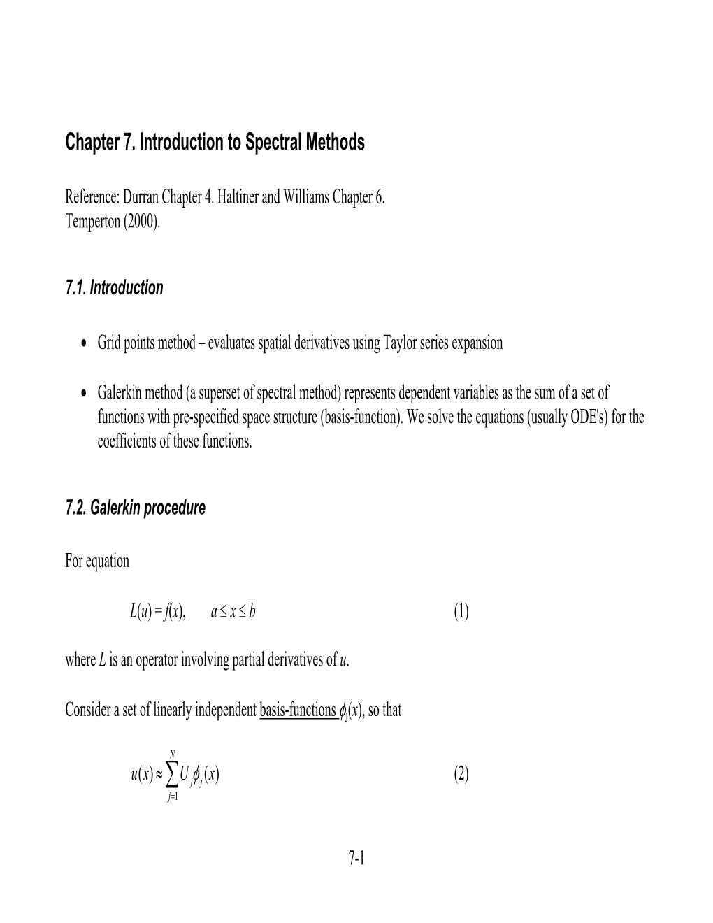 Chapter 7. Introduction to Spectral Methods