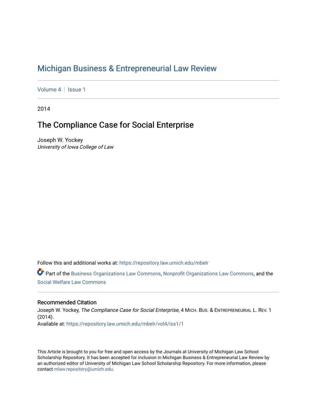 The Compliance Case for Social Enterprise