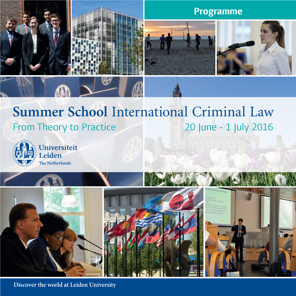 Summer School International Criminal Law from Theory to Practice 20 June - 1 July 2016