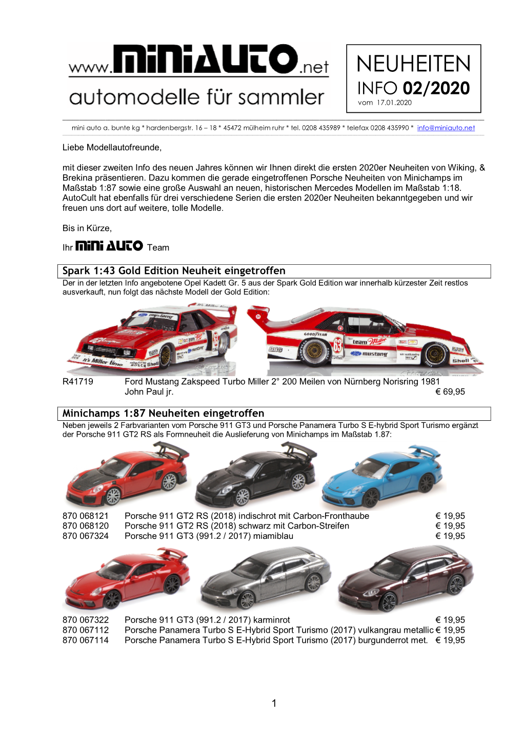 Neuheiten Info 02 / 2020 Vom 17.01.2020I