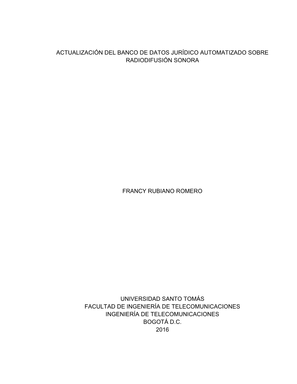 Actualización Del Banco De Datos Jurídico Automatizado Sobre Radiodifusión Sonora