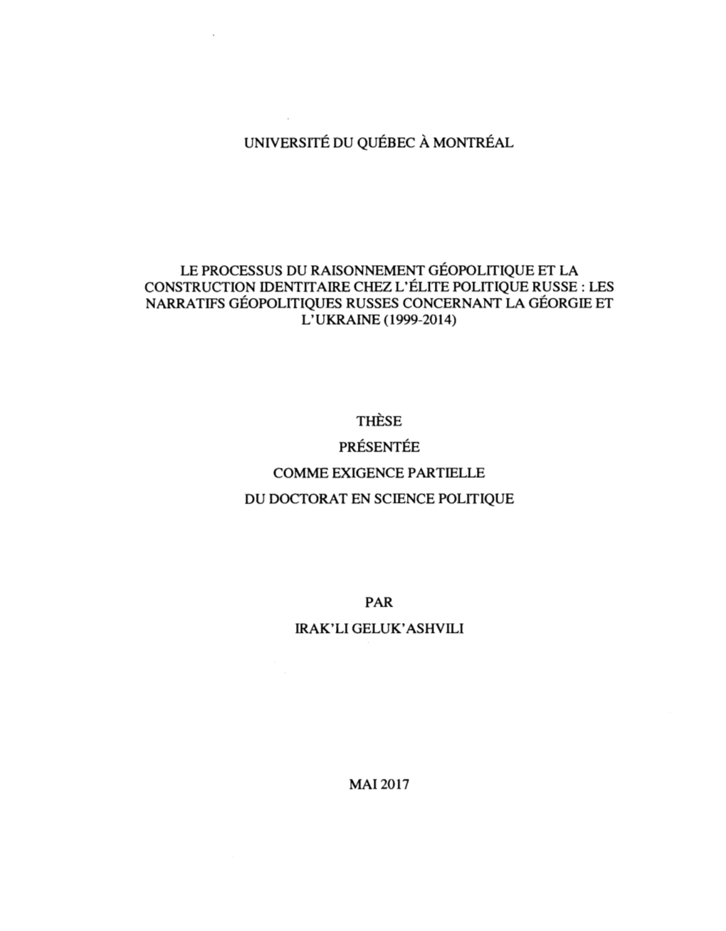 Le Processus Du Raisonnement Géopolitique Et La