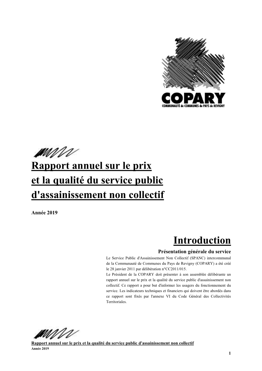 Rapport Annuel Sur Le Prix Et La Qualité Du Service Public D'assainissement Non Collectif Introduction