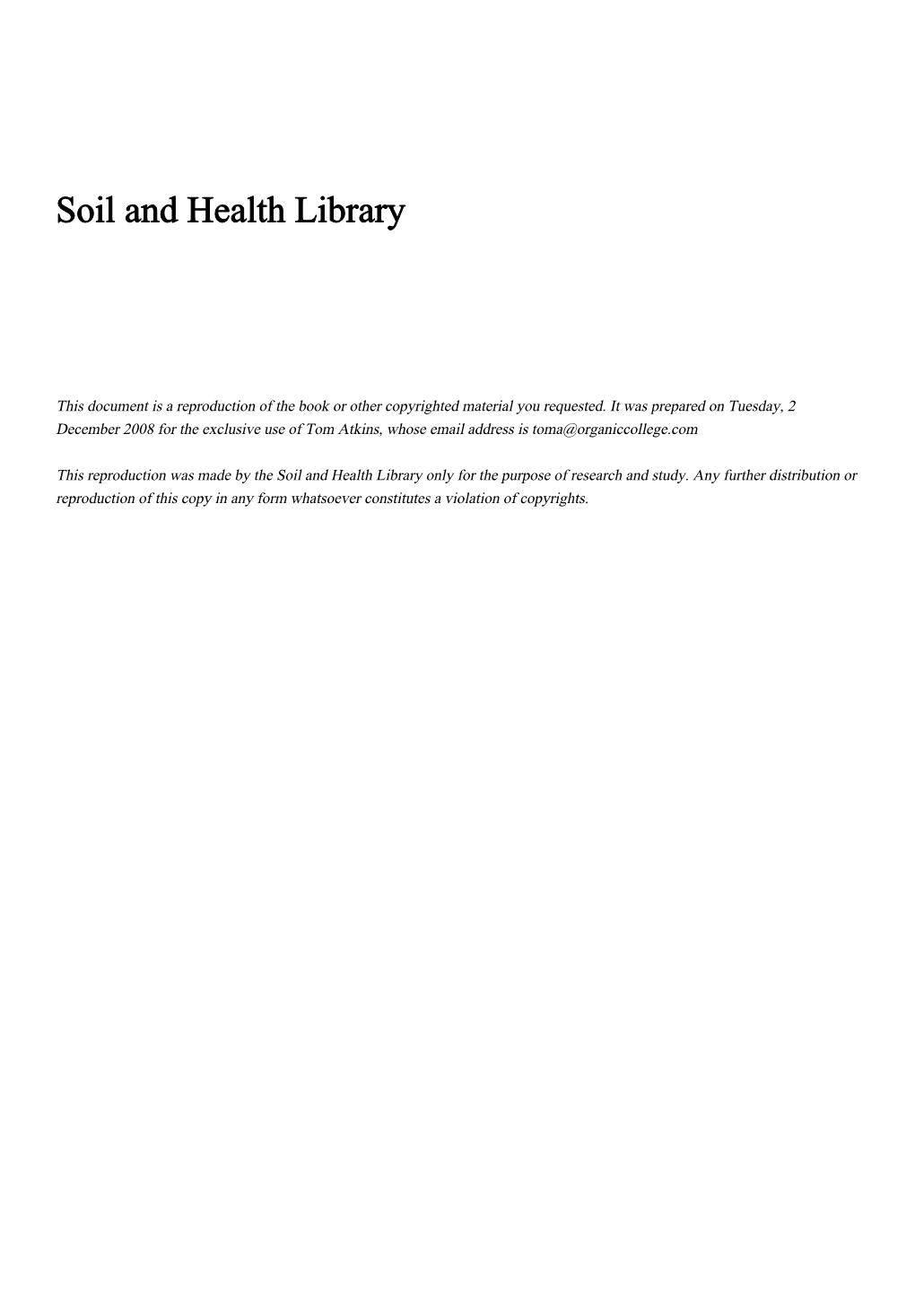 Soil and Health Library