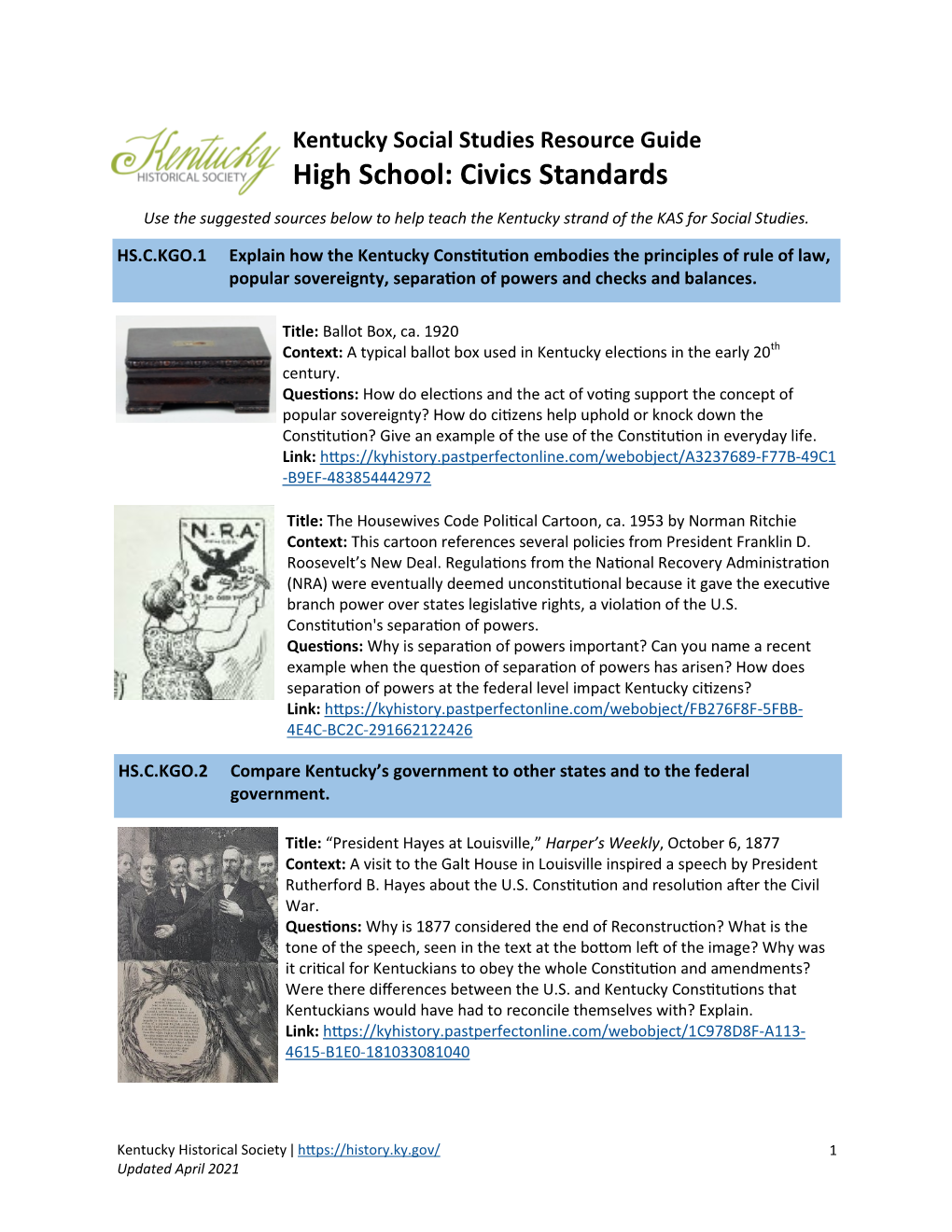 High School: Civics Standards