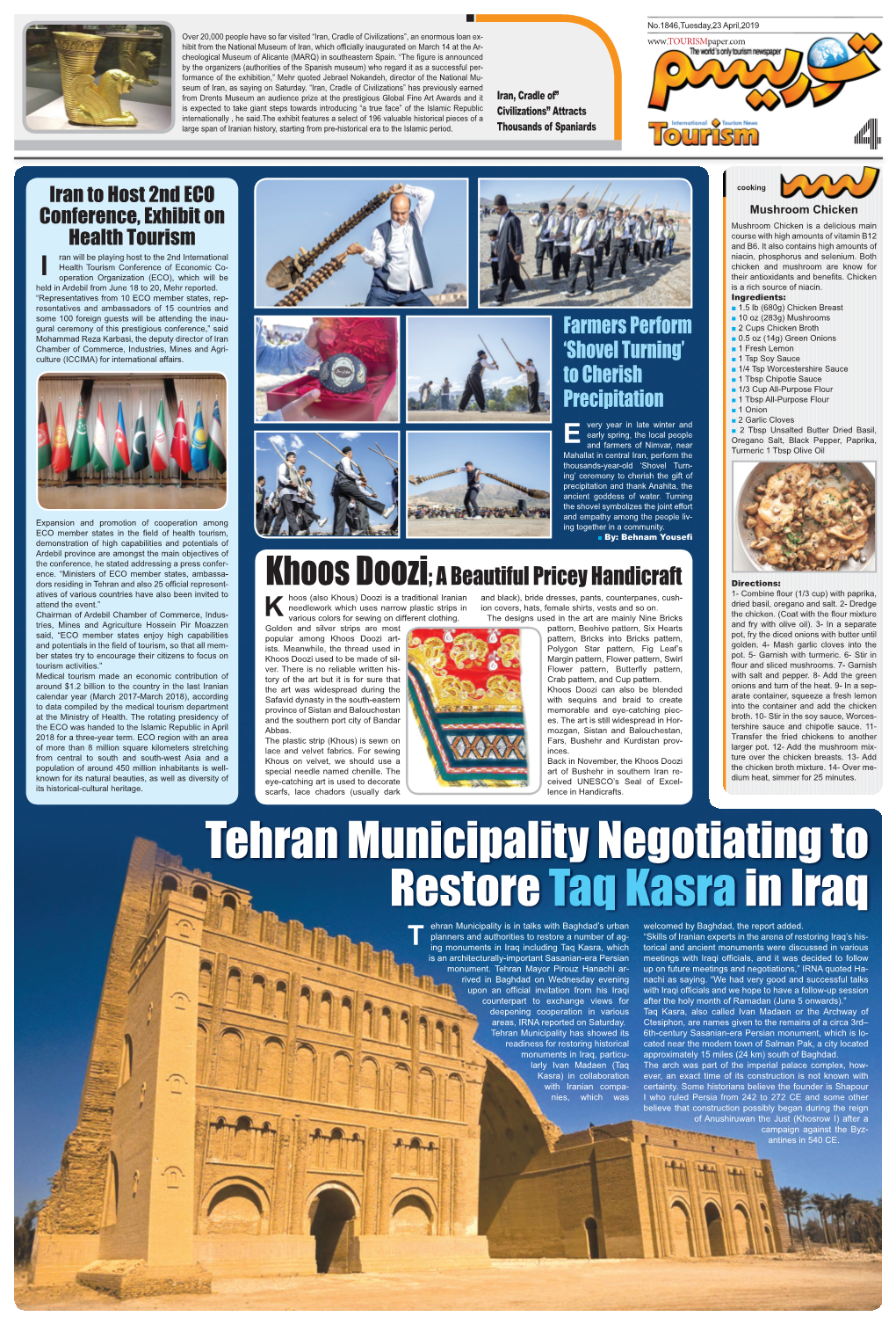 Tehran Municipality Negotiating to Restore Taq Kasrain Iraq