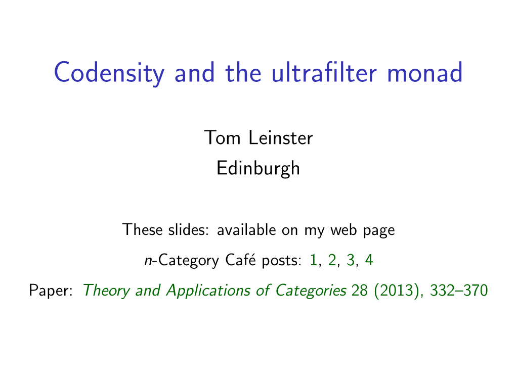 Codensity and the Ultrafilter Monad