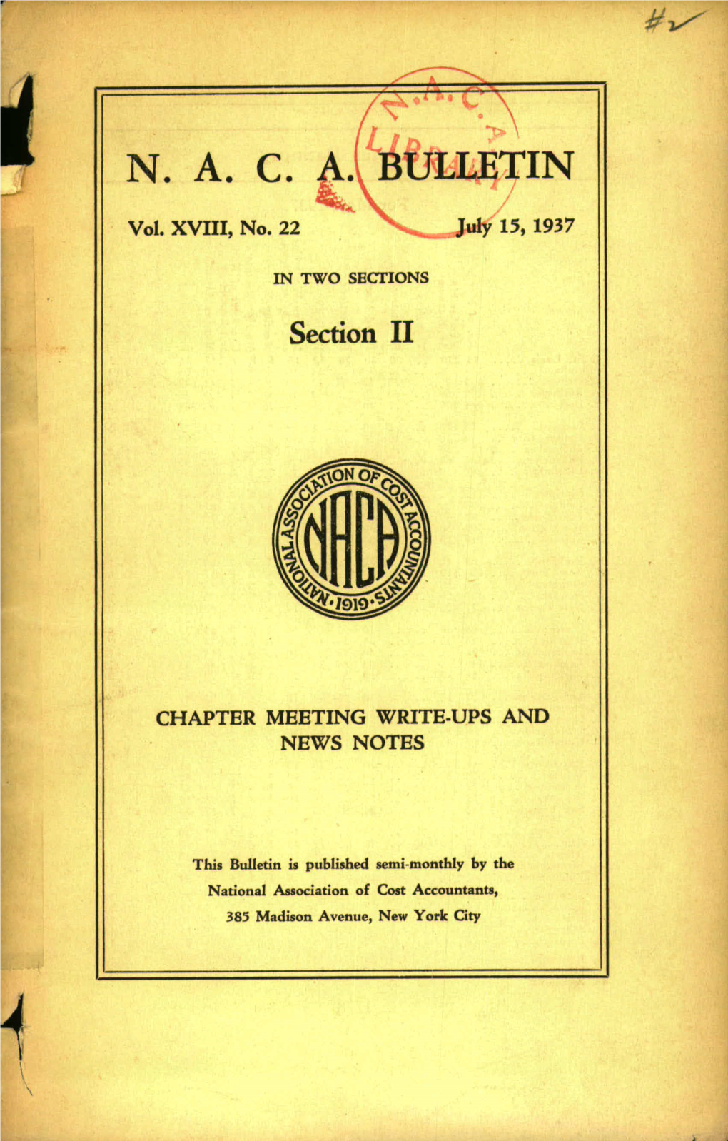 N. A. C. A. Bulletin July 15, 1937